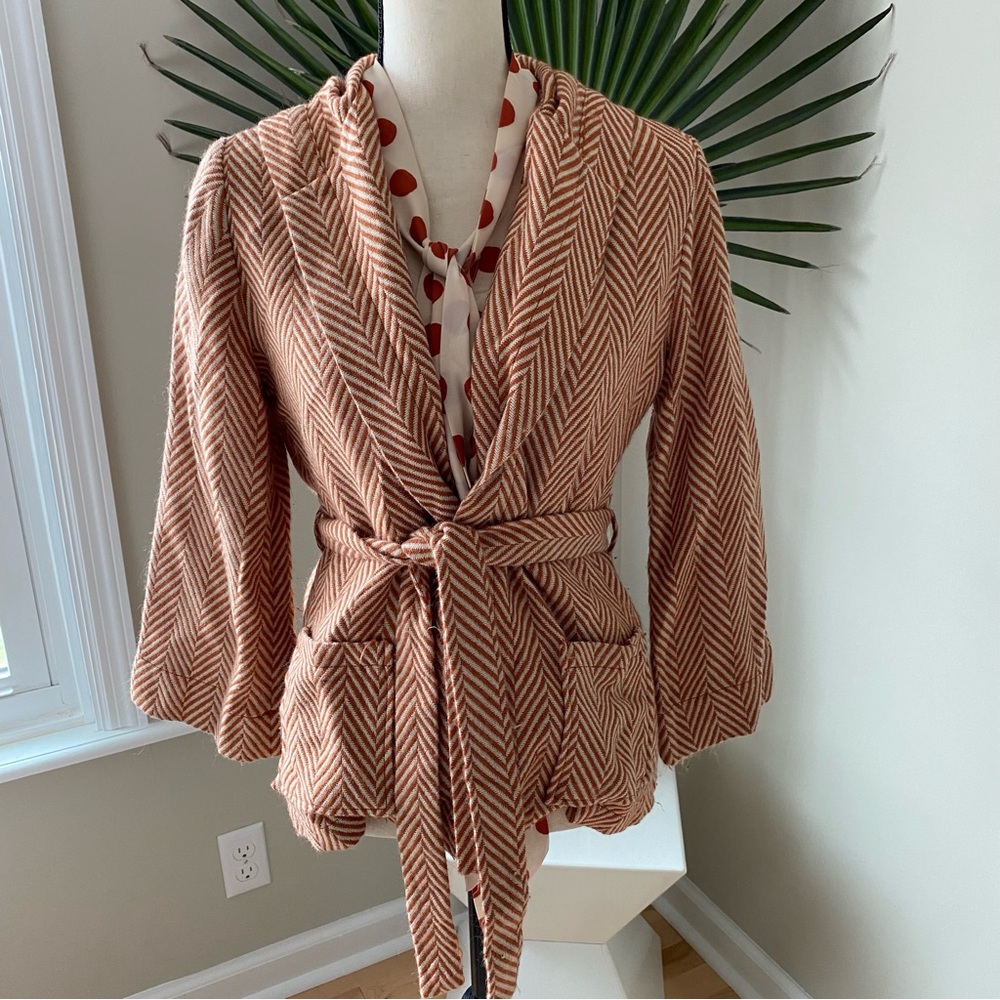 Tucker for Target Orange and Cream Polka Dot Blouse & Hooded Cardigan Jacket. M